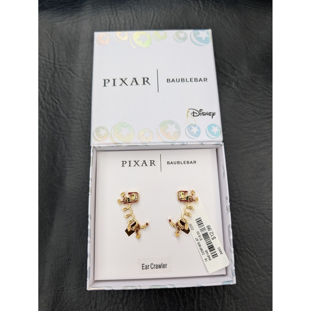 Disney Pixar BaubleBar Toy Story Slinky Dog Ear Crawler Earrings Gold Enamel NEW